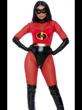 Forplay RED MESH Super Suit The Incredibles Red Black Superhero Womens Size M/L